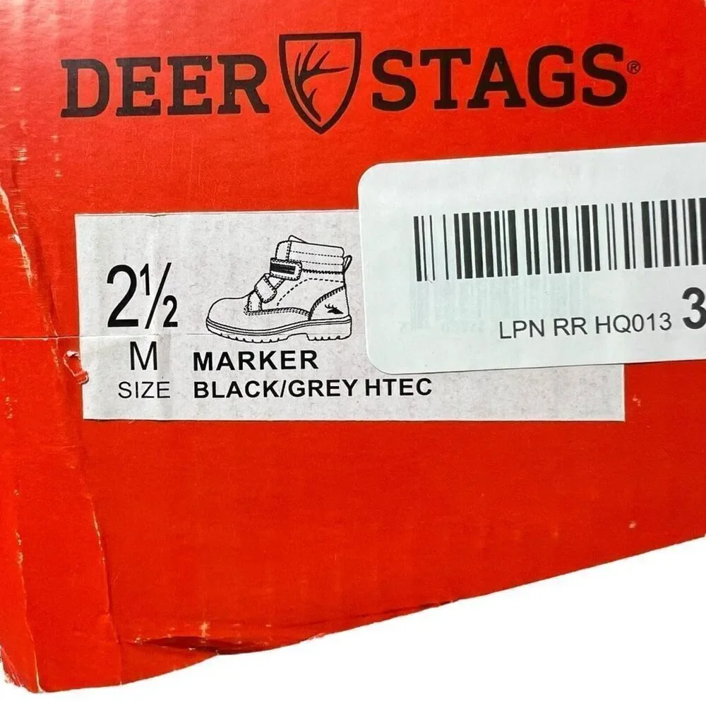 NEW Deer Stags Kids' Marker Waterproof Black/Grey Work Boot 2.5M